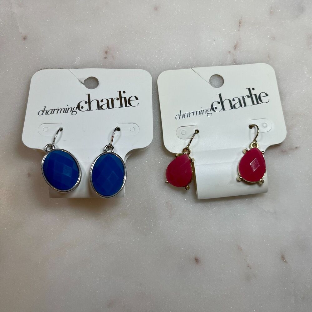 Charming Charlie | NWT Two Pairs of Dangle Earrings - Pink & Blue